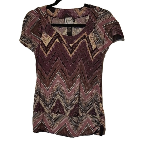 Love Tease Purple and Brown Blouse Small Pre-owned - Picture 1 of 7